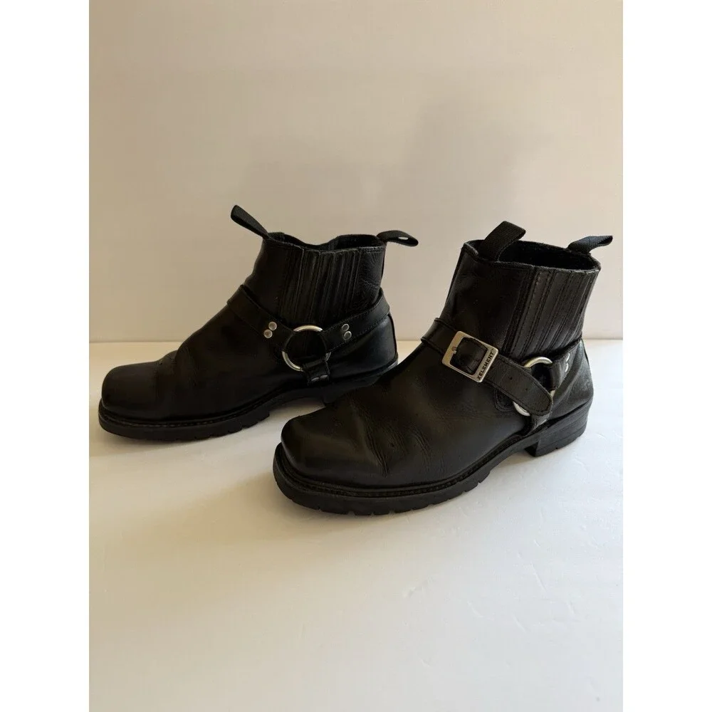 Xelement Leather Harness Ankle Boots Men’s 10.5M Black Biker Motorcycle - Picture 2 of 6